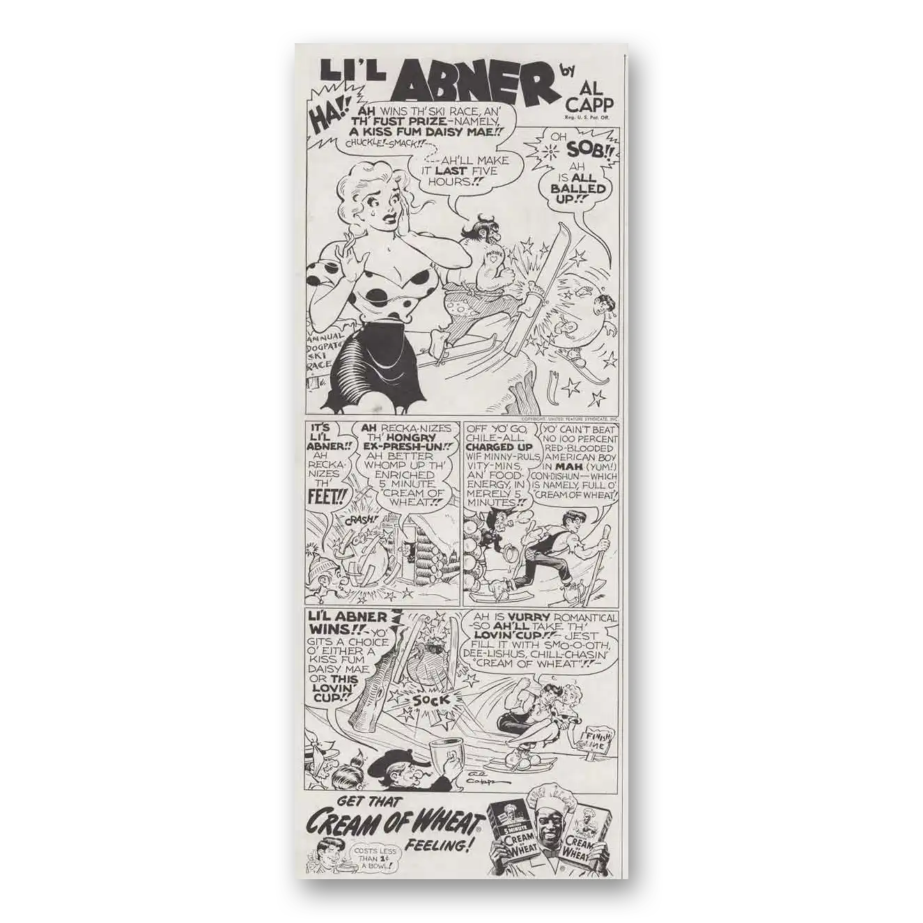 1951 Cream of Wheat Lil Abner Al Capp Vintage Magazine Print Ad