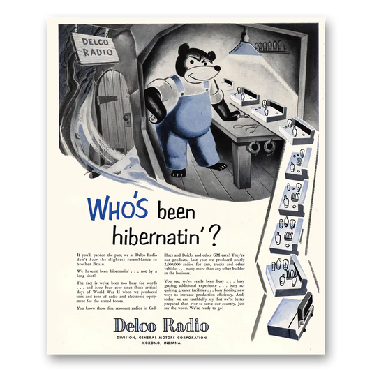 1951 Delco Radio Whos Been Hibernatin Vintage Magazine Print Ad