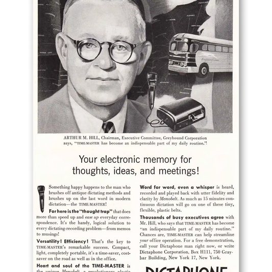 1951 Dictaphone Electronic Memory Vintage Magazine Print Ad