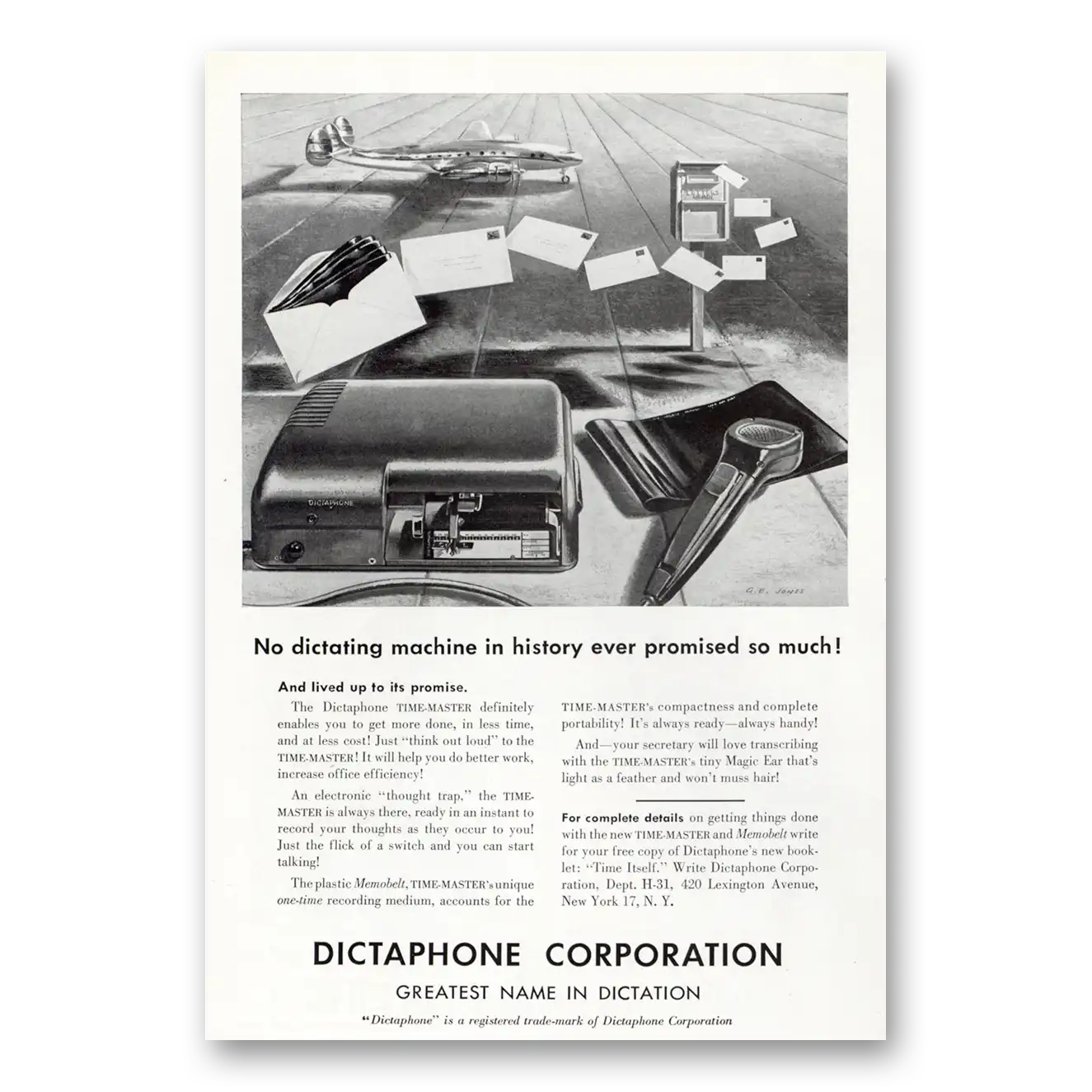 1951 Dictaphone No Dictating Machine In History Ever Promised So Much Vintage Magazine Print Ad