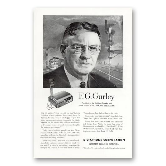 1951 Dictaphone F G Gurley Vintage Magazine Print Ad