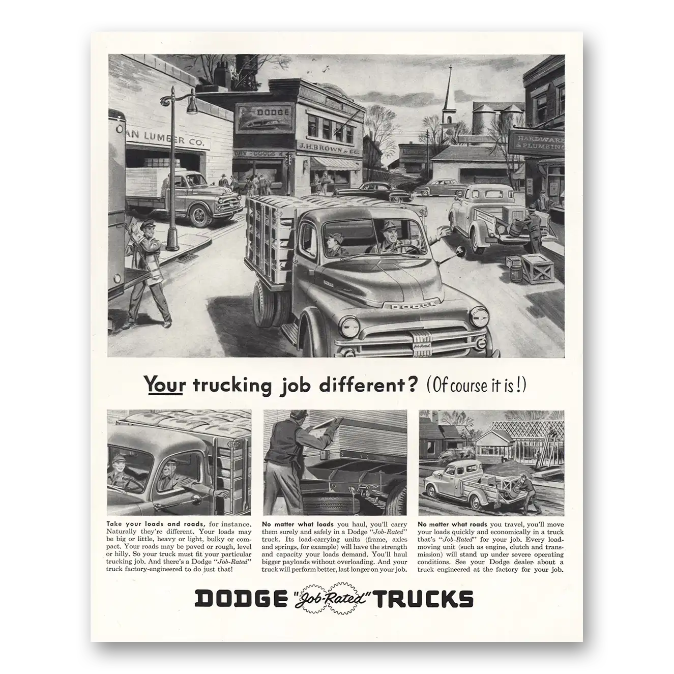 1952 Dodge Trucks Trucking Job Different Vintage Magazine Print Ad