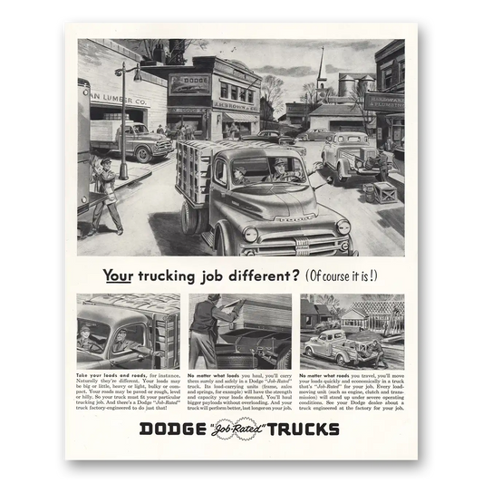 1952 Dodge Trucks Trucking Job Different Vintage Magazine Print Ad