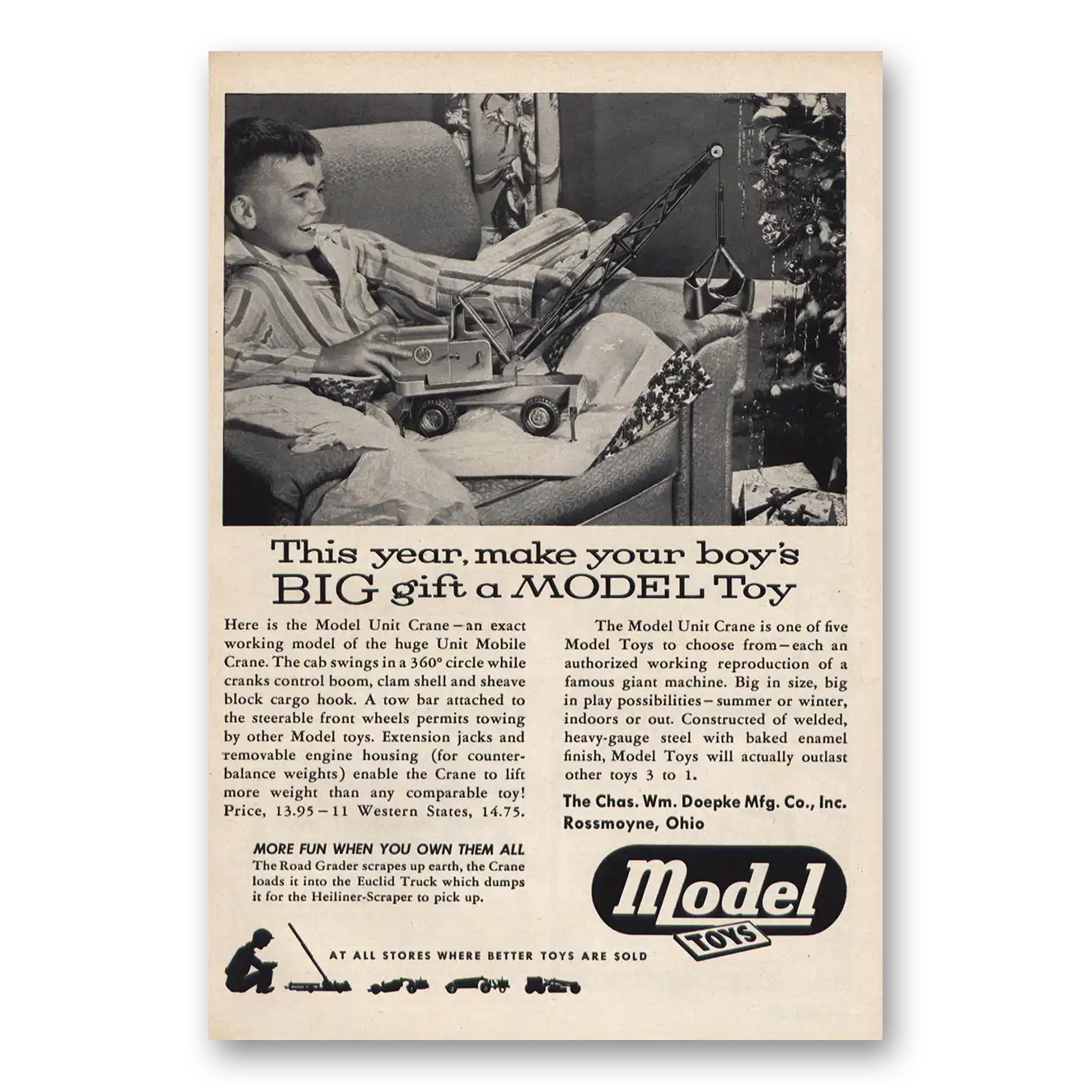 1951 Doepke Model Toys Make Your Boys Big Gift Vintage Magazine Print Ad