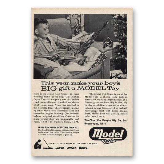 1951 Doepke Model Toys Make Your Boys Big Gift Vintage Magazine Print Ad