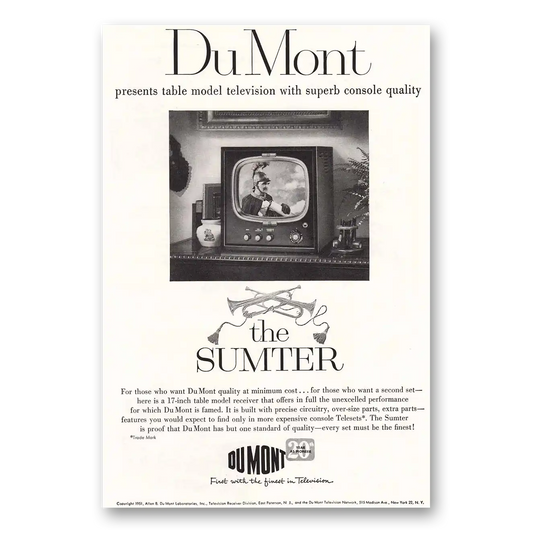 1951 DuMont Television Table Model Television The Sumter Vintage Magazine Print Ad