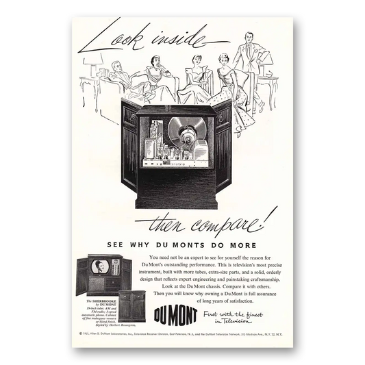 1951 DuMont Television Look inside Vintage Magazine Print Ad