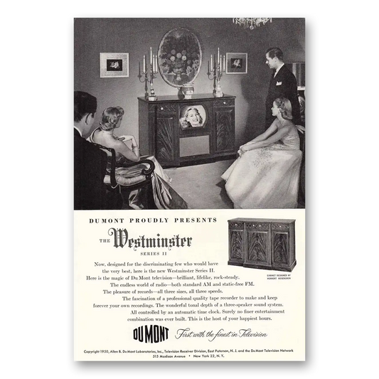 1951 DuMont Television Westminster Series II Television Vintage Magazine Print Ad