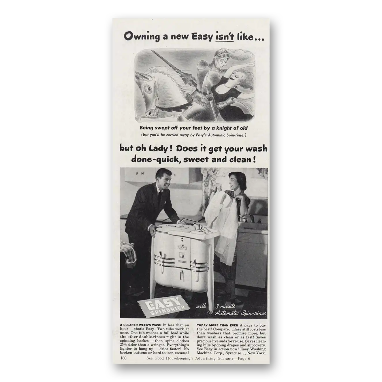 1951 Easy Washing Machine But Oh Lady Does It Get Your Wash Vintage Magazine Print Ad