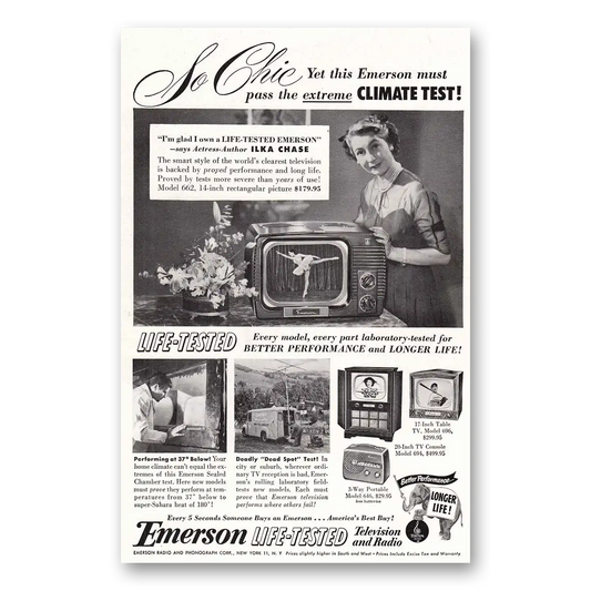 1951 Emerson Television Life Tested Television Ilka Chase Vintage Magazine Print Ad