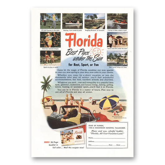 1951 Florida Best Place Under the Sun Vintage Magazine Print Ad