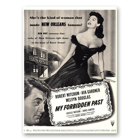 1951 My Forbidden Past Movie Promo Robert Mitchum and Ava Gardner Vintage Magazine Print Ad