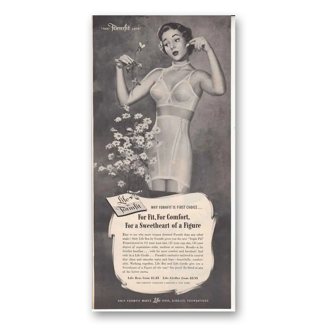 1951 Formfit Life by Formfit Sweetheart of Figure Vintage Magazine Print Ad