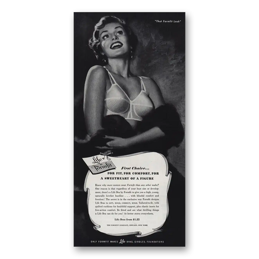 1951 Formfit Life Bras First Choice for Fit Vintage Magazine Print Ad