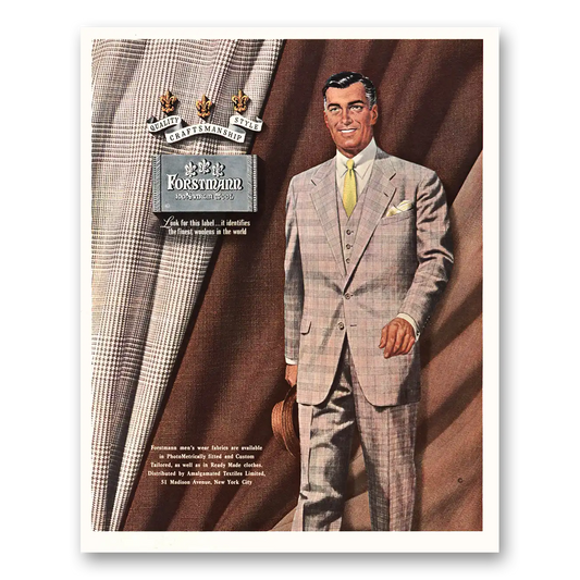 1951 Forstmann Wool Plaid Mens Suit Vintage Magazine Print Ad