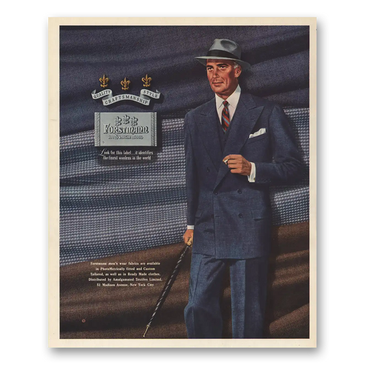 1951 Forstmann Wool Blue Suit Umbrella Vintage Magazine Print Ad