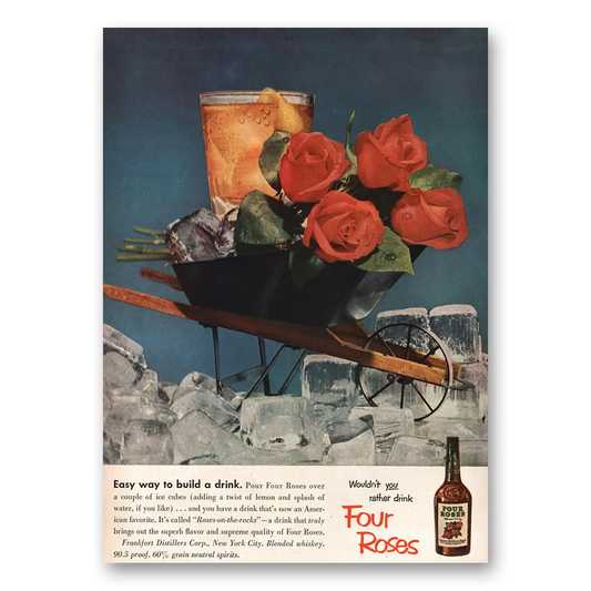 1951 Four Roses Easy Way to Build a Drink Vintage Magazine Print Ad