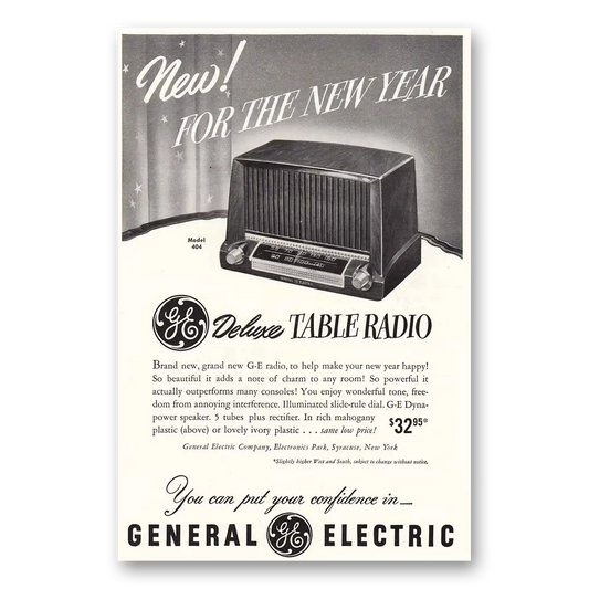 1951 General Electric Radio Deluxe Table Radio New Year Vintage Magazine Print Ad