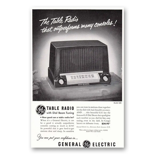 1951 General Electric Radio Table Radio Vintage Magazine Print Ad