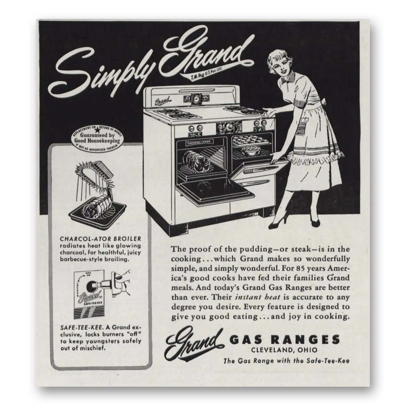 1951 Grand Gas Range Simply Grand Proof of the Pudding Vintage Magazine Print Ad