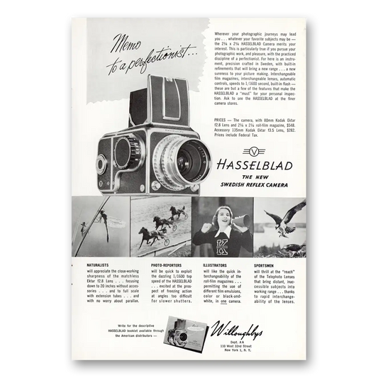 1951 Hasselblad Memo to a Perfectionist Vintage Magazine Print Ad