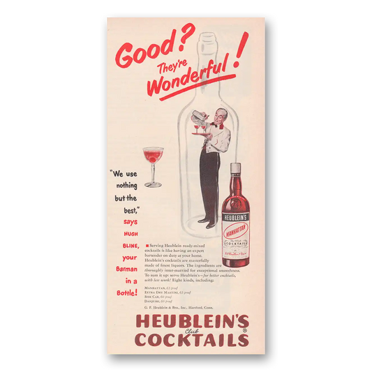 1951 Heublein Cocktails Good They're Wonderful Vintage Magazine Print Ad