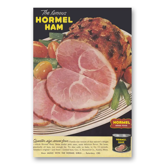 1951 Hormel Ham Ham Quarter Size Vintage Magazine Print Ad