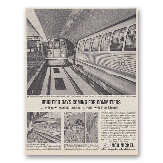 1961 International Nickel INCO Brighter Days Coming for Commuters Vintage Magazine Print Ad