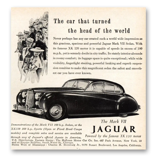 1951 Jaguar Mark VII Car That Turned the Head of the World Vintage Magazine Print Ad