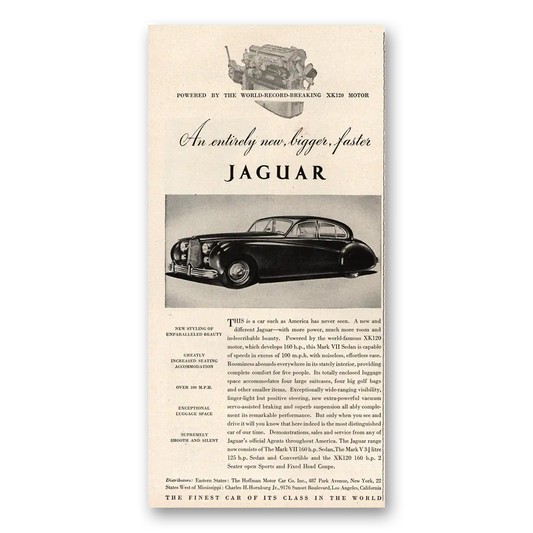 1951 Jaguar Mark VII Entirely New Bigger Faster Vintage Magazine Print Ad