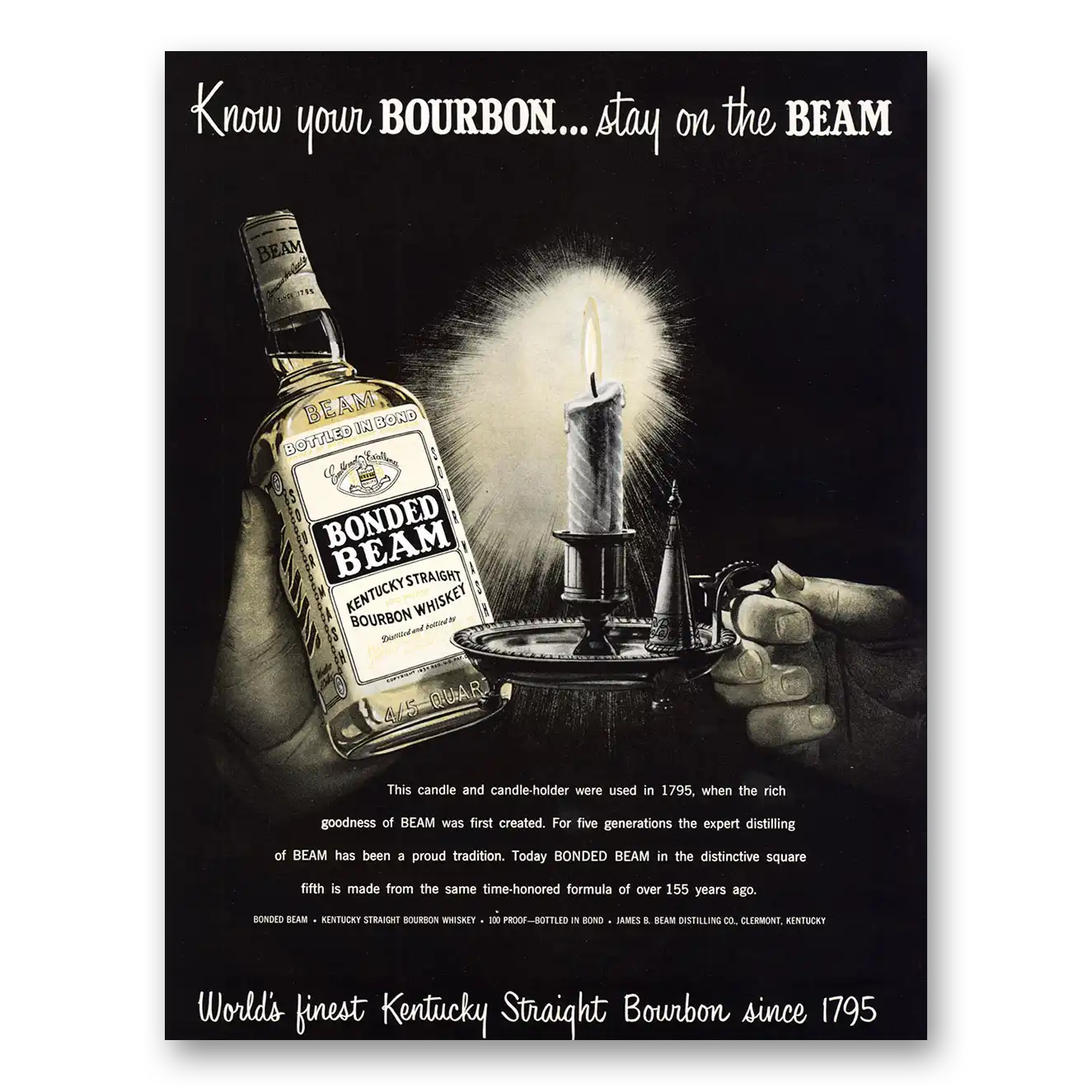 1951 Jim Beam Know Your Bourbon Vintage Magazine Print Ad