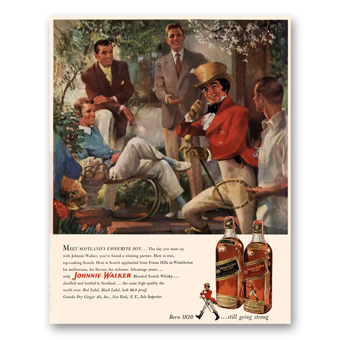 1951 Johnnie Walker Whisky Scotlands Favourite Son Vintage Magazine Print Ad