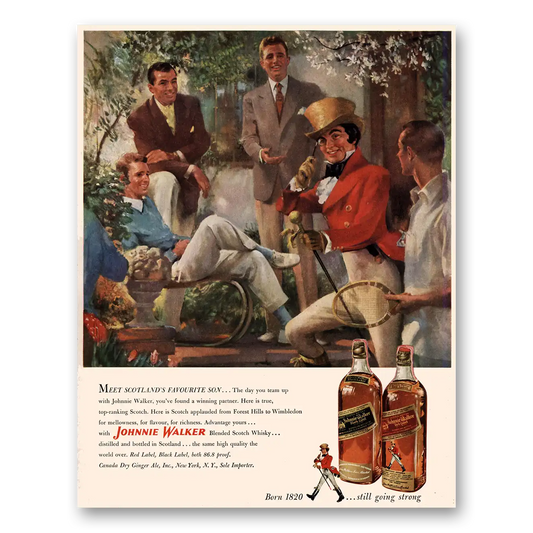 1951 Johnnie Walker Whisky Scotlands Favourite Son Vintage Magazine Print Ad