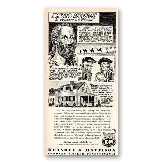 1951 Keasbey & Mattison Historical Error Asbestos Vintage Magazine Print Ad