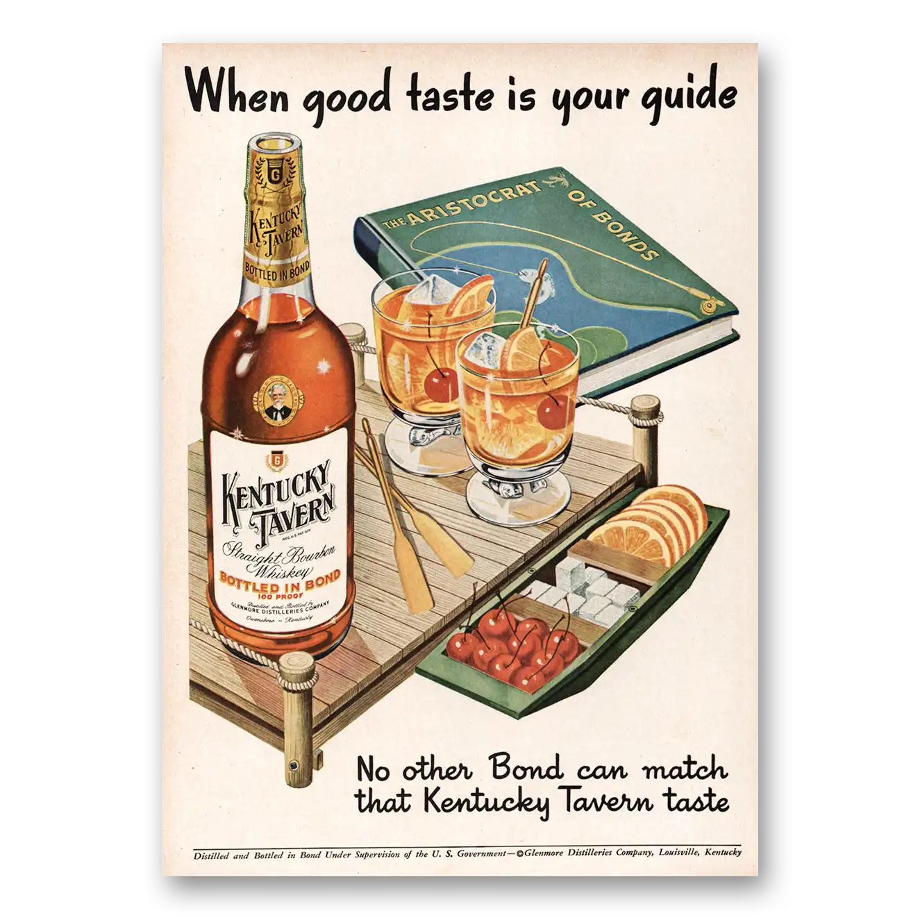 1951 Kentucky Tavern Whiskey Aristocrat of Bonds Vintage Magazine Print Ad