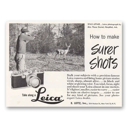 1951 Leica Cameras Deer Hunter Vintage Magazine Print Ad