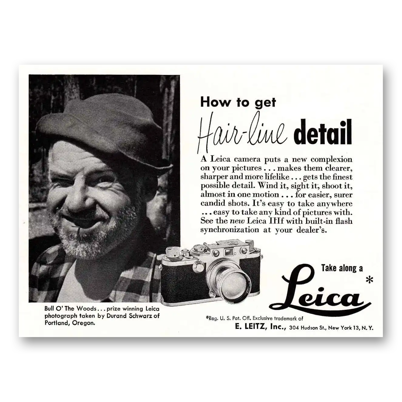 1951 Leica Cameras Hair Line Detail Vintage Magazine Print Ad