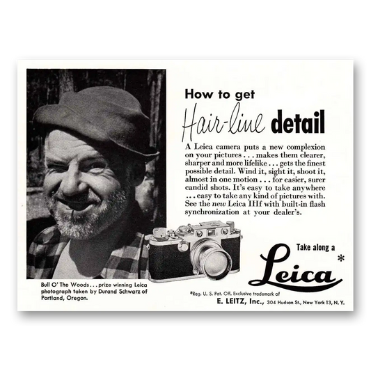 1951 Leica Cameras Hair Line Detail Vintage Magazine Print Ad