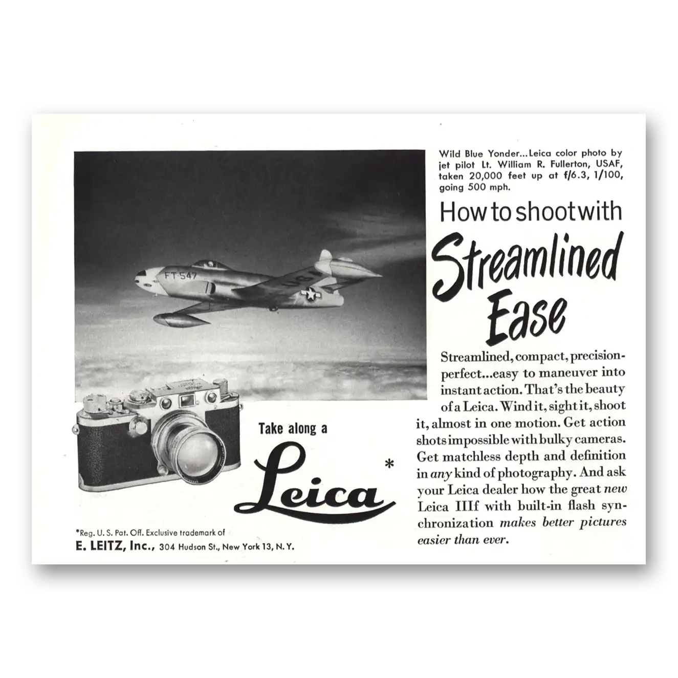 1951 Leica Cameras Streamlined Ease Vintage Magazine Print Ad