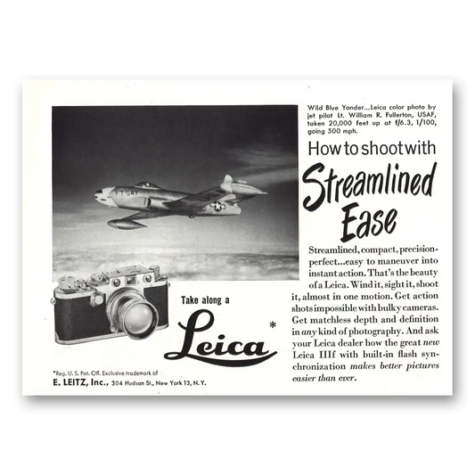 1951 Leica Cameras Streamlined Ease Vintage Magazine Print Ad