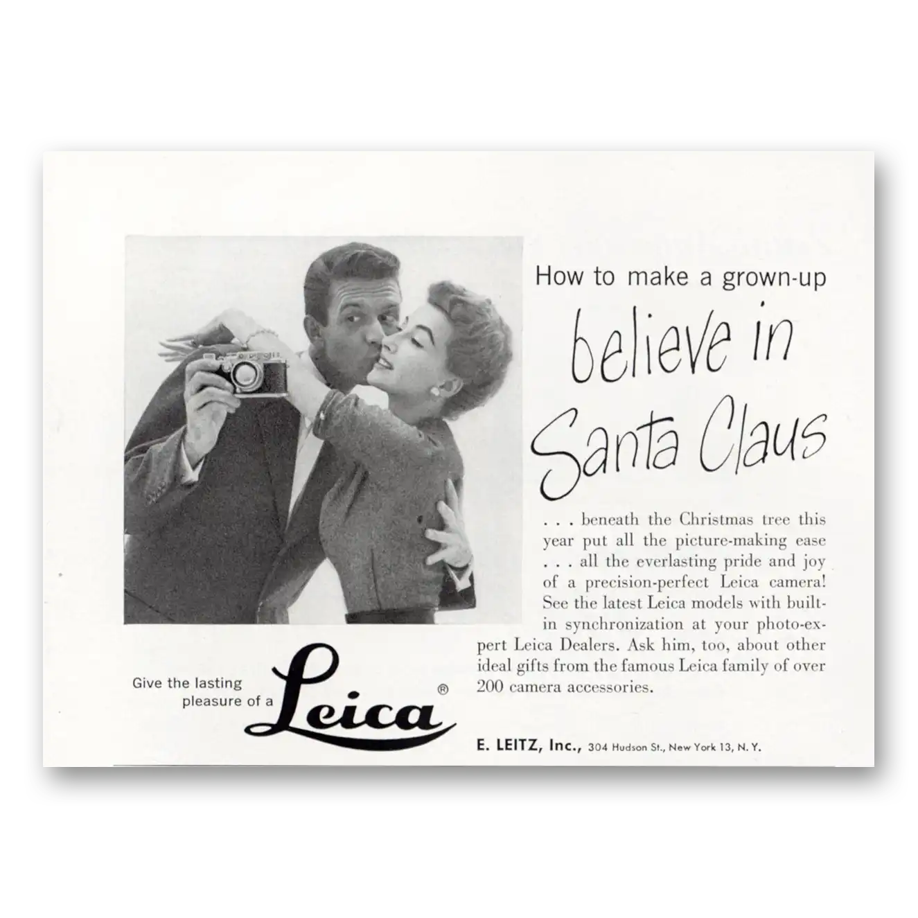 1951 Leica Cameras Believe In Santa Claus Vintage Magazine Print Ad