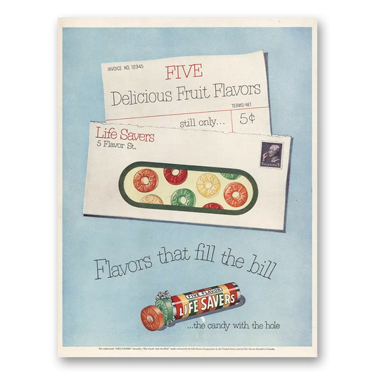 1951 Life Savers Flavors That Fit the Bill Vintage Magazine Print Ad