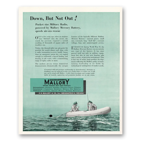 1951 Mallory Down But Not Out Vintage Magazine Print Ad