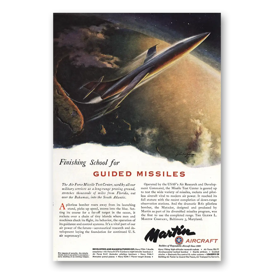 1951 Martin Matador Guided Missiles Finishing School Vintage Magazine Print Ad