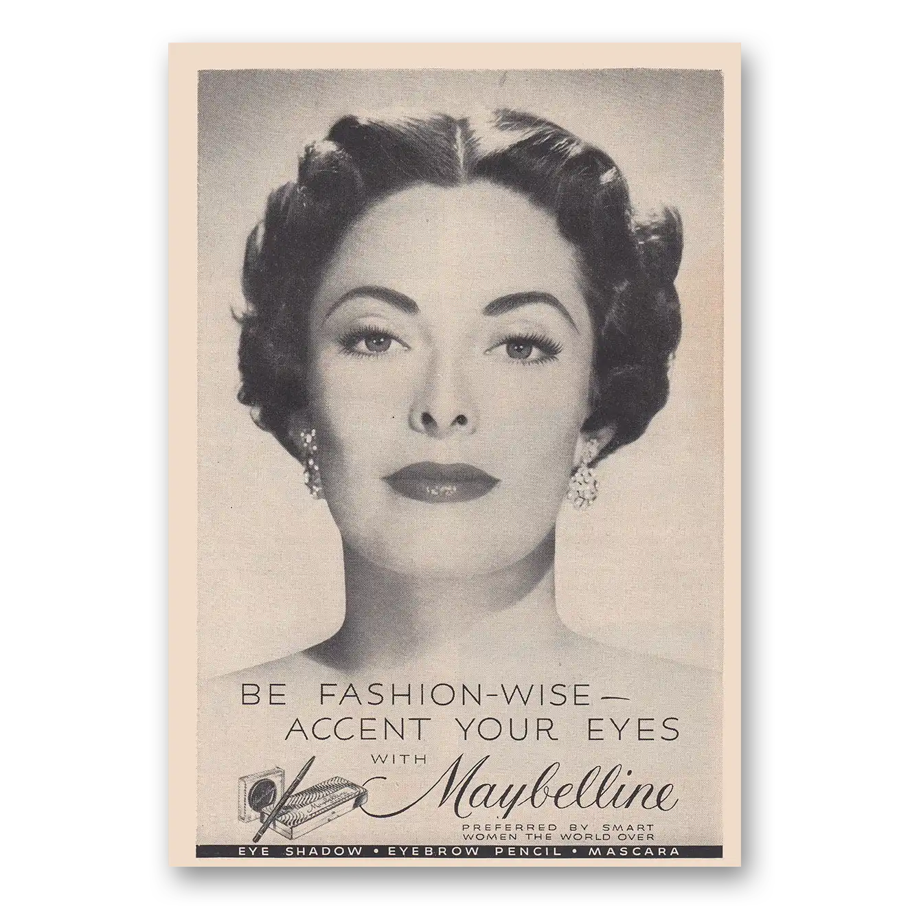 1951 Maybelline Eye Makeup Be Fashion Wise Accent Your Eyes Vintage Magazine Print Ad