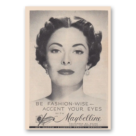 1951 Maybelline Eye Makeup Be Fashion Wise Accent Your Eyes Vintage Magazine Print Ad