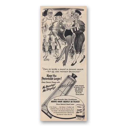 1951 Mennen Brushless Shave Cream Brushless Shave Michael Berry Vintage Magazine Print Ad