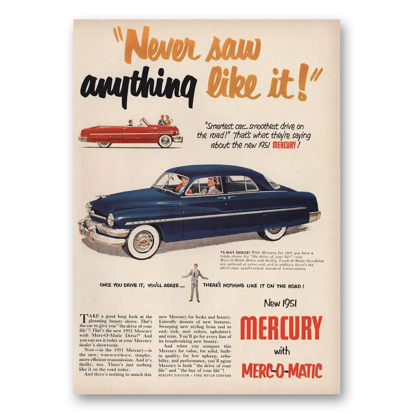 1950 Mercury Never Saw Anything Like It Vintage Magazine Print Ad