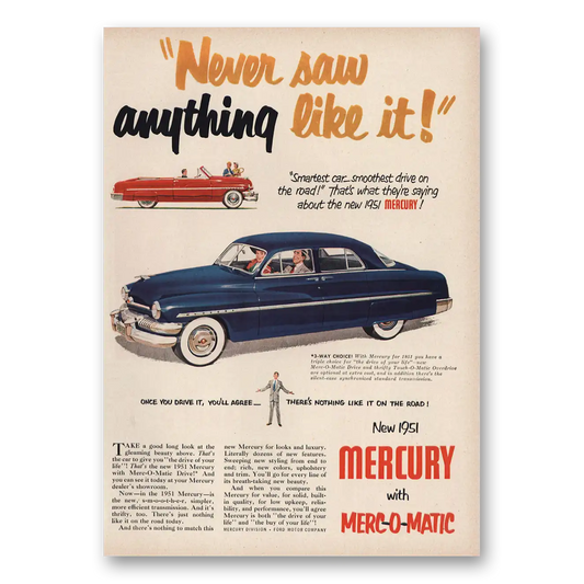 1950 Mercury Never Saw Anything Like It Vintage Magazine Print Ad