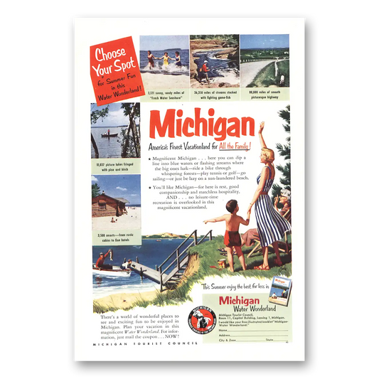 1951 Michigan Choose Your Spot Vintage Magazine Print Ad